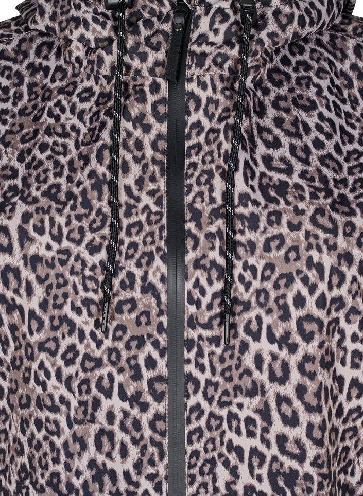 Regnjakke med lommer og h&aelig;tte, Brun, Packshot image number 2