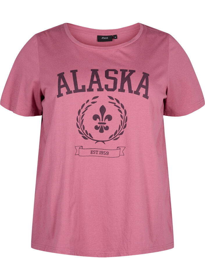 T-shirt i bomuld med tekstmotiv, Malaga W. ALASKA, Packshot image number 0