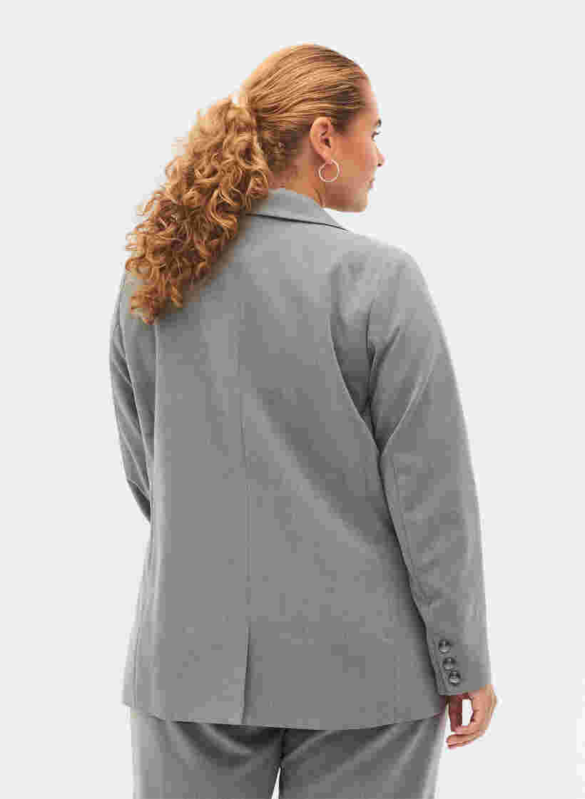 Simpel blazer med lommer, Medium Grey Melange, Model image number 1