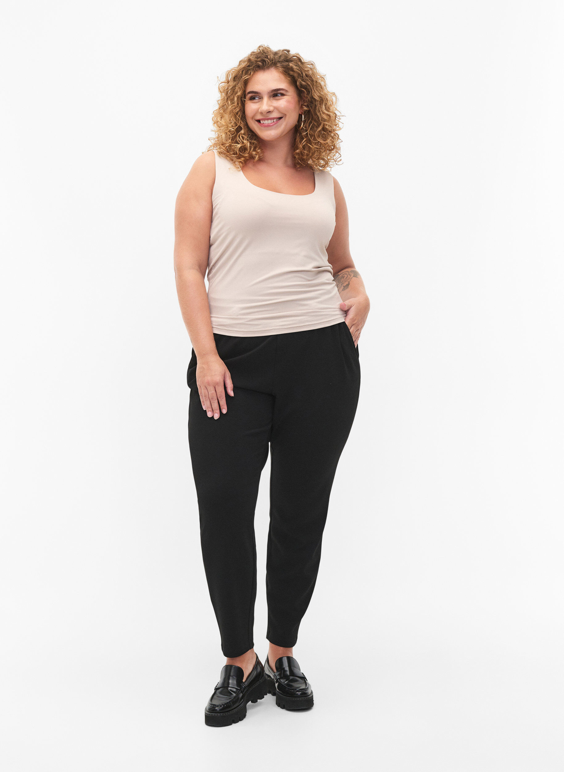 Zizzi Stretchy vendbar top, Silver Gray, Model image number 3