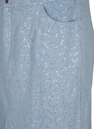 Denim nederdel med slids og pailletter, Light Blue Denim, Packshot image number 2