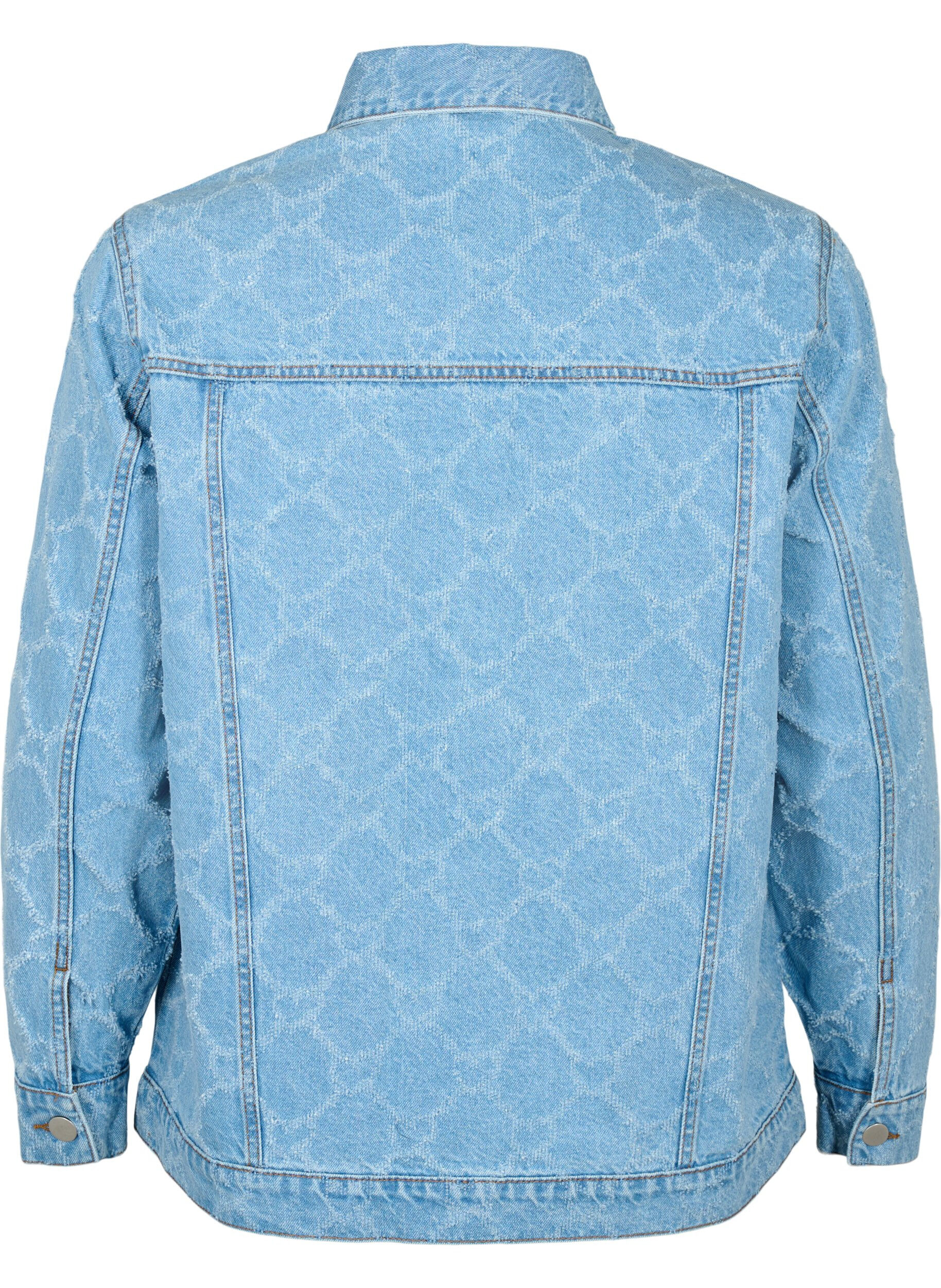Zizzi Denimjakke med destroy m&oslash;nster , Blue denim, Packshot image number 1