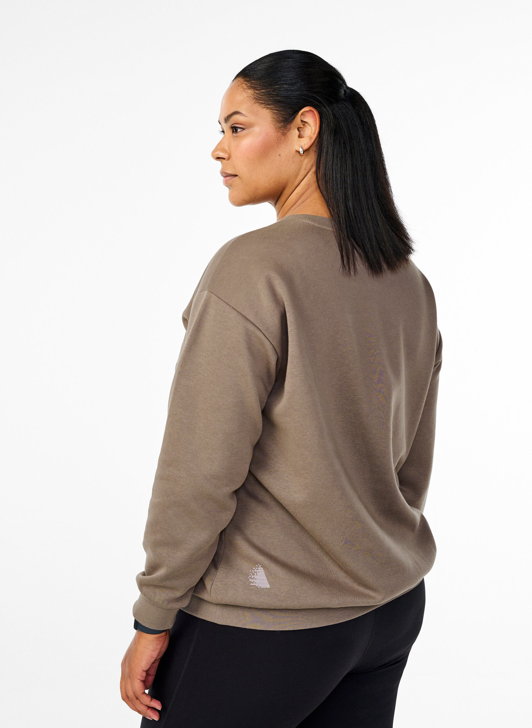 Zizzi Sweatshirt med motiv, Walnut, Model image number 1