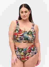 Højtaljet bikini underdel med print, Palm Print, Model