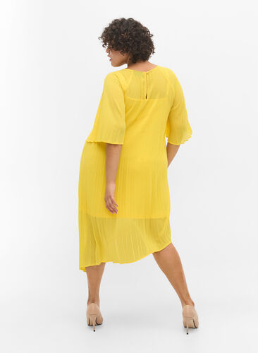 Kjole med 2/4 ærmer og a-shape, Primrose Yellow, Model image number 1