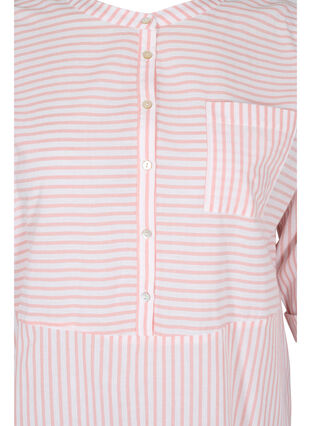Stribet tunika med knapper og 3/4 ærmer, Rose Tan Stripe, Packshot image number 2