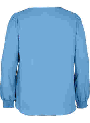 Skjorte med v-udskæring og smock, Captains Blue, Packshot image number 1