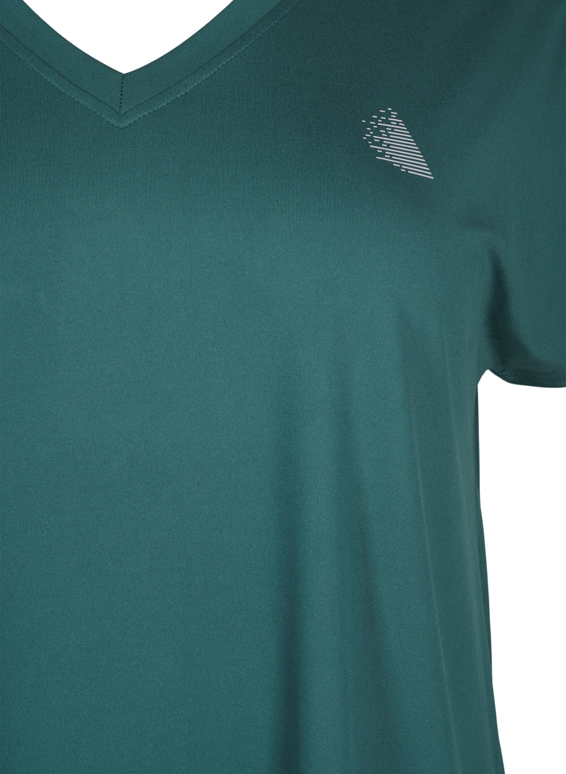Zizzi Tr&aelig;nings t-shirt med v-hals, Bistro Green, Packshot image number 2