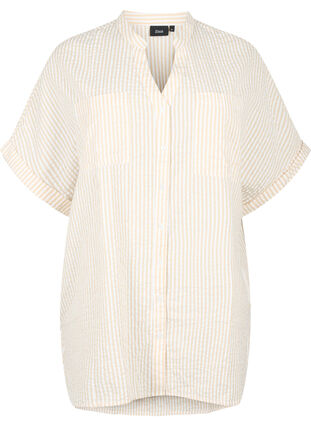 Stribet skjorte med brystlommer, Natrual/S. Stripe, Packshot image number 0