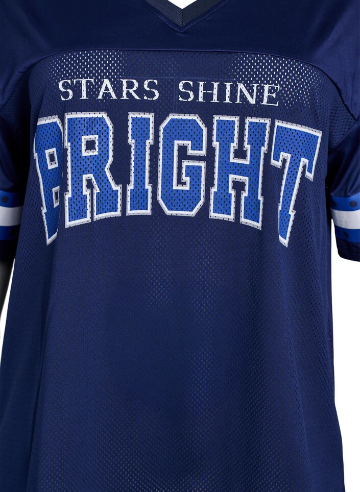 Tr&aelig;nings t-shirt med V-udsk&aelig;ring og frontprint, Bl&aring;, Packshot image number 2