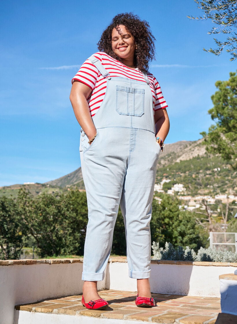 Stribede denim overalls, Bl&aring;, Image image number 0