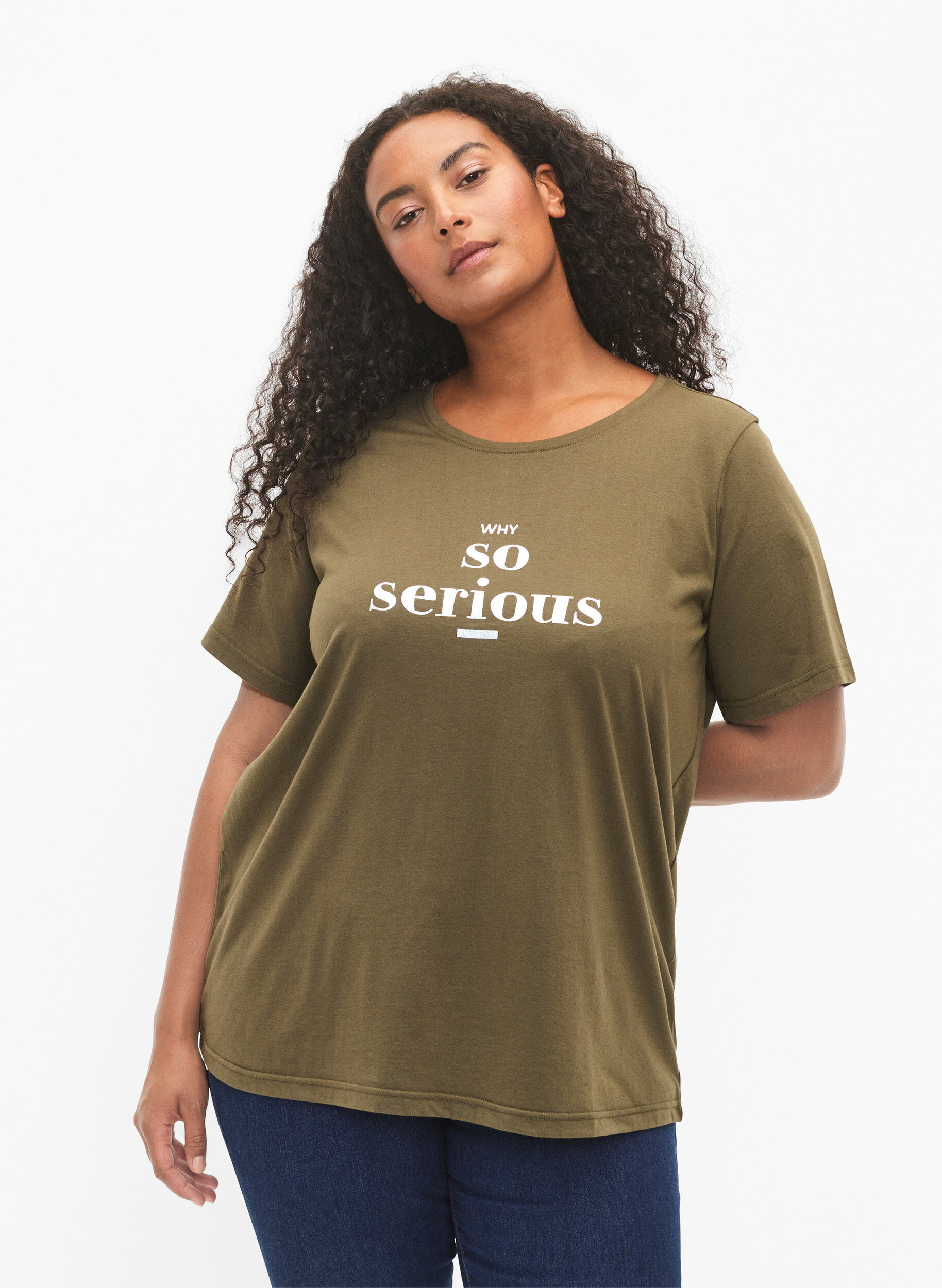 Zizzi FLASH - T-shirt med motiv, Ivy Green, Model image number 0