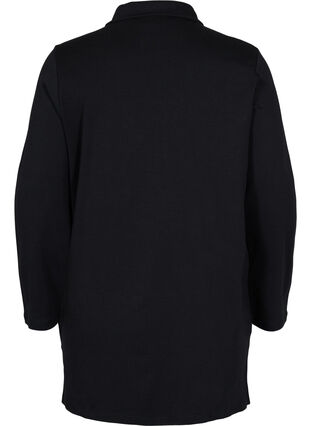 Bomulds tunika med lynlås og lommer, Black, Packshot image number 1