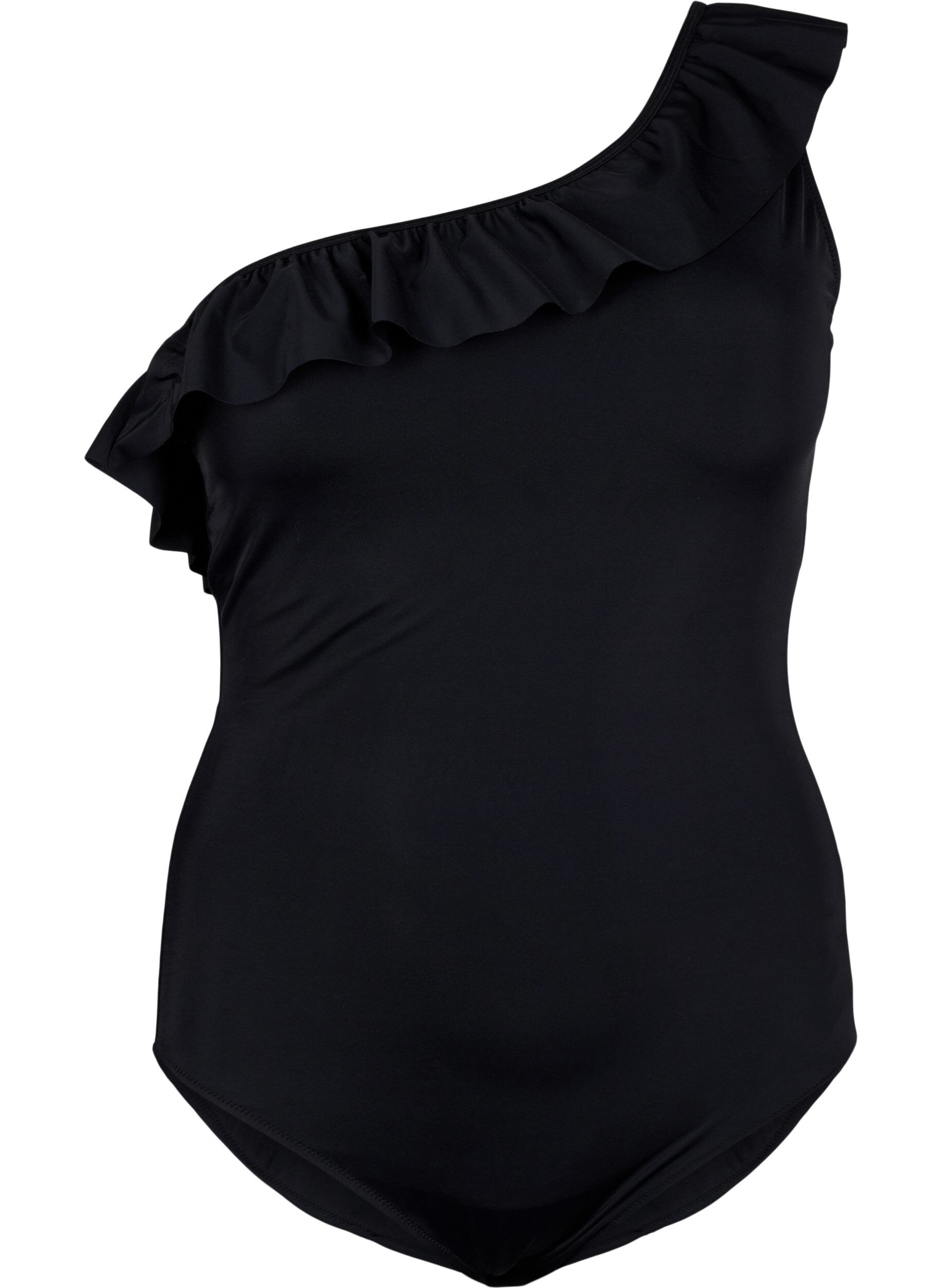 Zizzi One-shoulder badedragt med fl&aelig;se , Black, Packshot image number 0