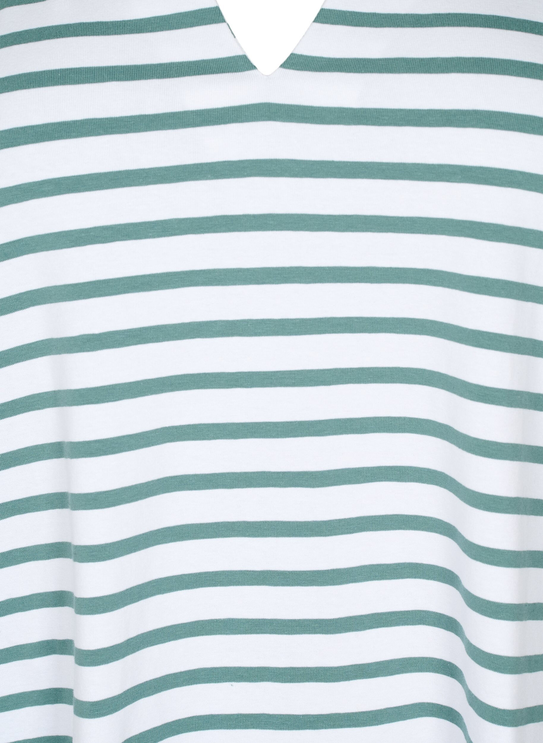 Zizzi Bomulds t-shirt med striber og v-hals, B.White/SeaP.Stripes, Packshot image number 2