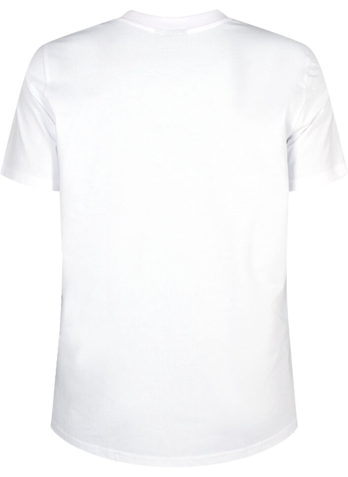 Basis t-shirt i bomuld med rund hals, Hvid, Packshot