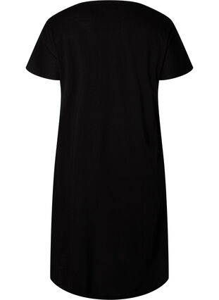 Bomulds natkjole med blomsterprint, Black, Packshot image number 1