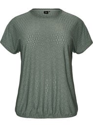 Bluse med hulm&oslash;nster og ballon-effekt, Gr&oslash;n