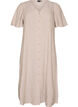 Midikjole i h&oslash;r og viskose med fl&aelig;se&aelig;rmer, Beige, Packshot image number 0