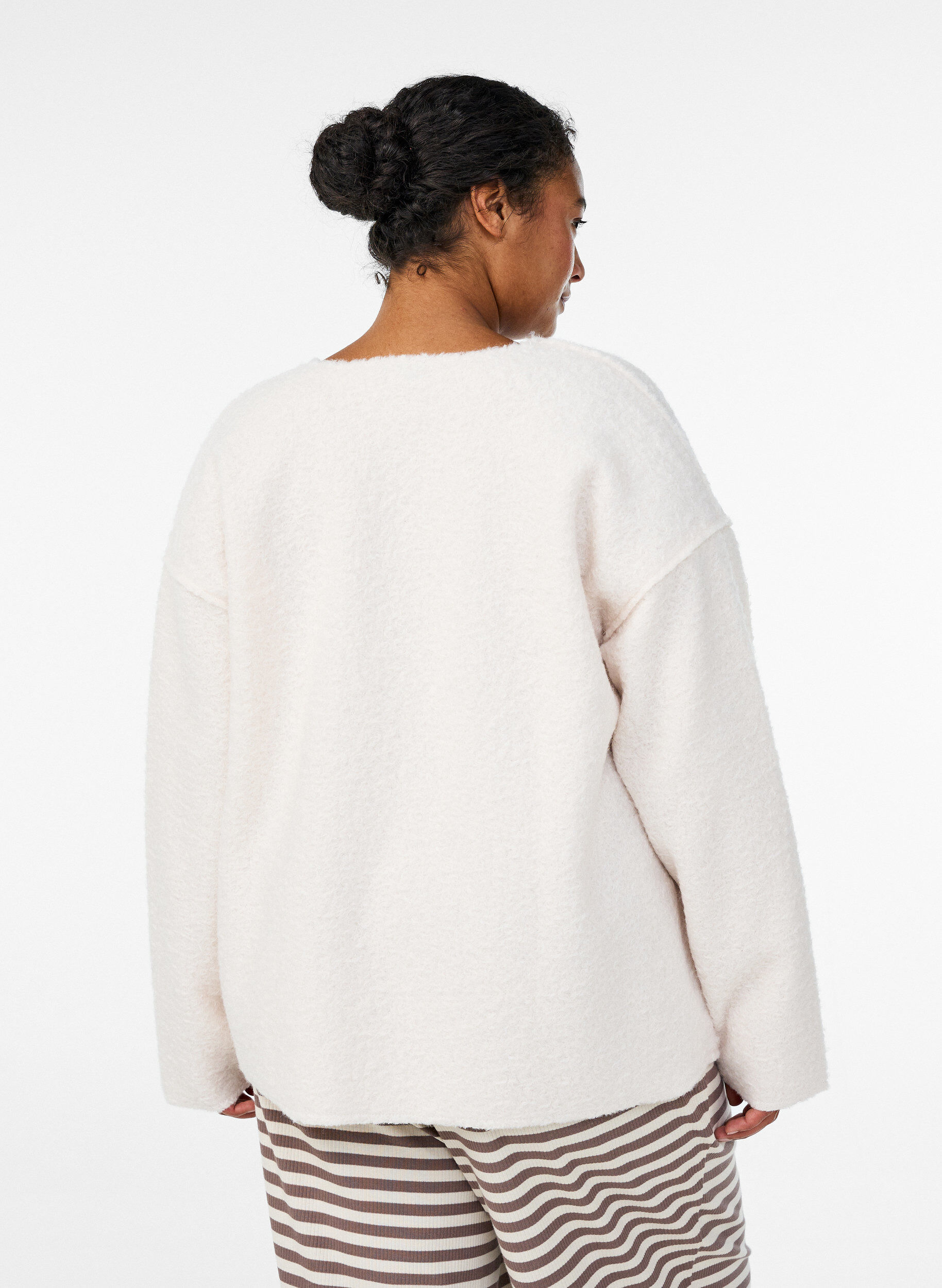 Zizzi L&oslash;s cardigan med lommer, Vanilla, Model image number 2
