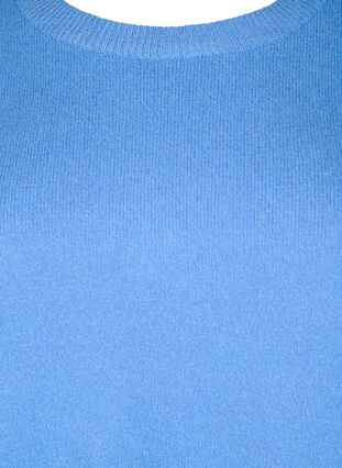 Langærmet strikbluse med rund hals, Blue Bonnet Mel., Packshot image number 2