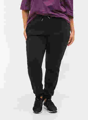 Sweatpants med bindebånd og lommer, Black, Model image number 2