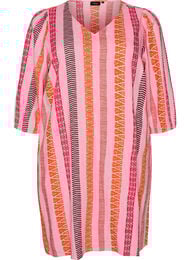 Kort kjole i h&oslash;r og viskose med 3/4 &aelig;rmer, Lyser&oslash;d