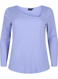 Langærmet t-shirt med asymmetrisk udskæring, Lavender Violet