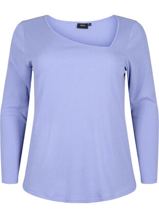 Langærmet t-shirt med asymmetrisk udskæring, Lavender Violet, Packshot image number 0