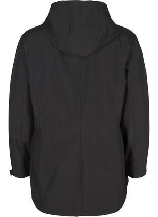 Softshell jakke med hætte og justerbar talje, Black, Packshot image number 1