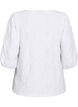 Bluse med tekstur og 3/4 &aelig;rmer, Hvid, Packshot image number 1