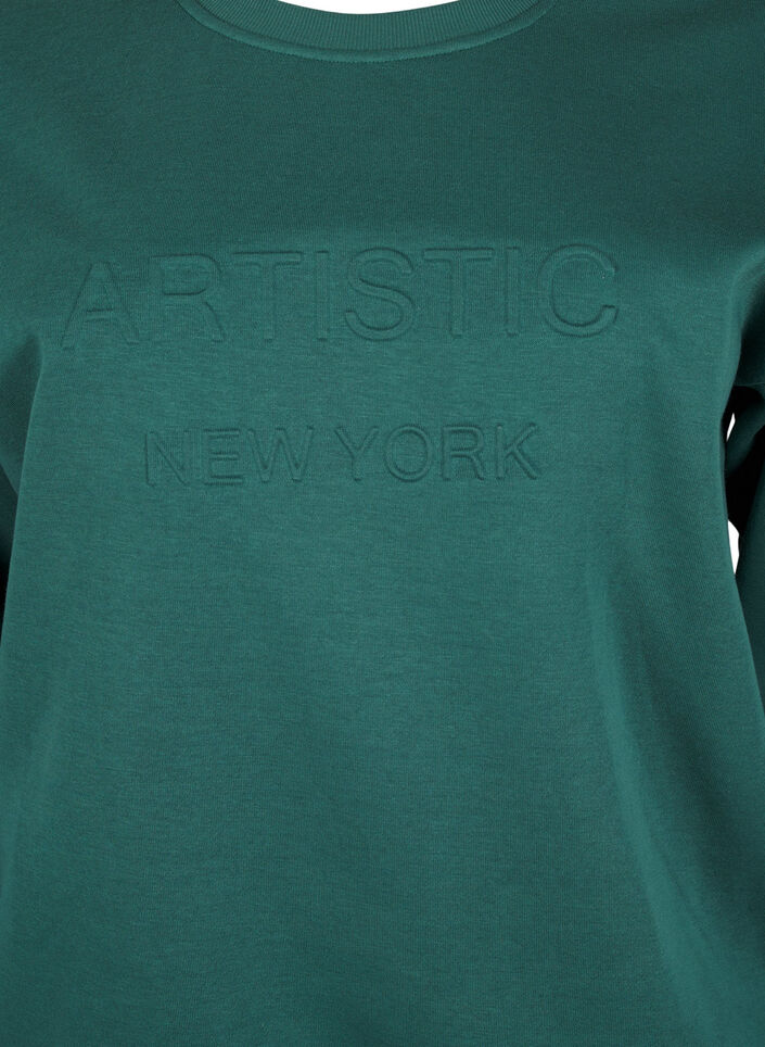 Sweatshirt med tekst i frott&eacute;, Gr&oslash;n, Packshot image number 2
