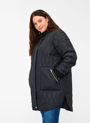 Quiltet jakke med lommer, Black, Model image number 0