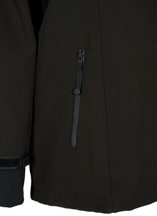 Kort softshell jakke med aftagelig hætte, Black, Packshot image number 3