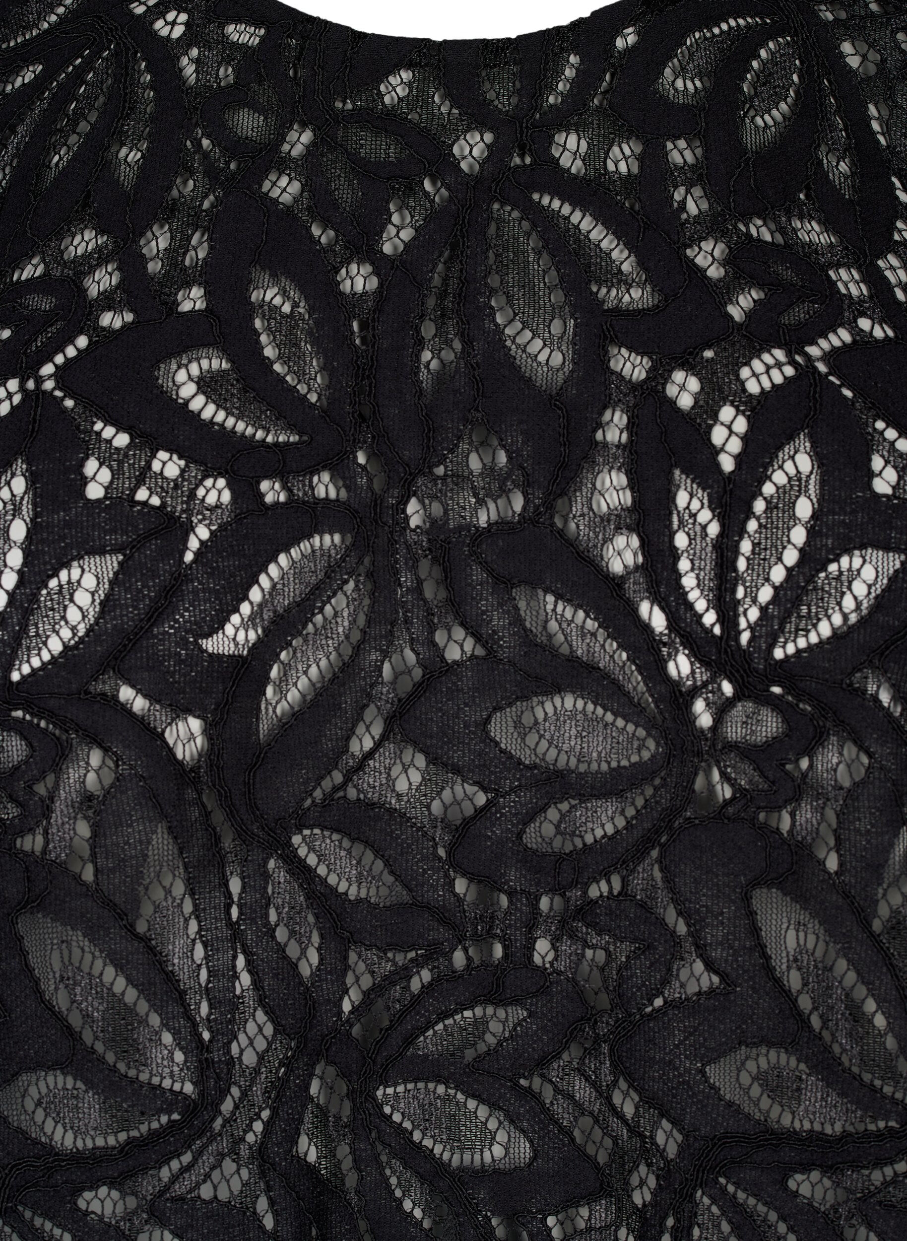 Zizzi Blondebluse med korte &aelig;rmer, Black, Packshot image number 2