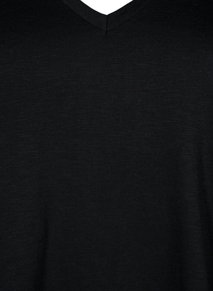 Kort&aelig;rmet basis t-shirt med v-hals, Sort, Packshot image number 2