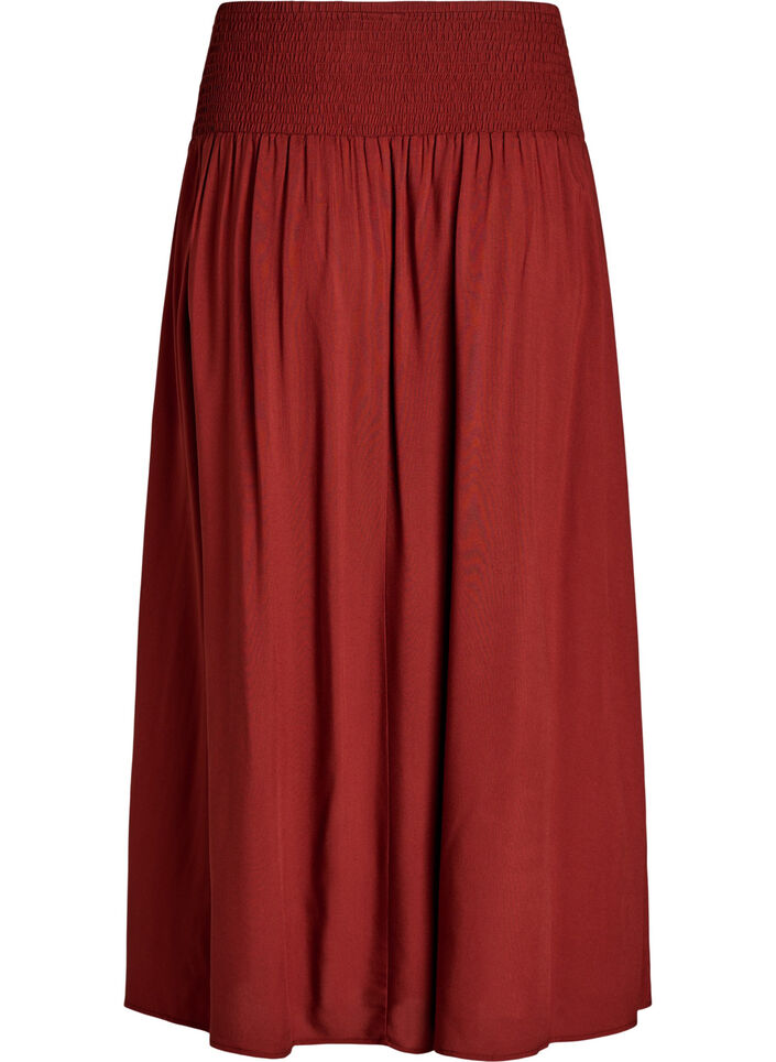 Maxinederdel i viskose med smock, R&oslash;d, Packshot image number 1