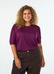 Bluse med knapdetalje og korte puf&aelig;rmer, M&oslash;rk Bordeaux, Model image number 0