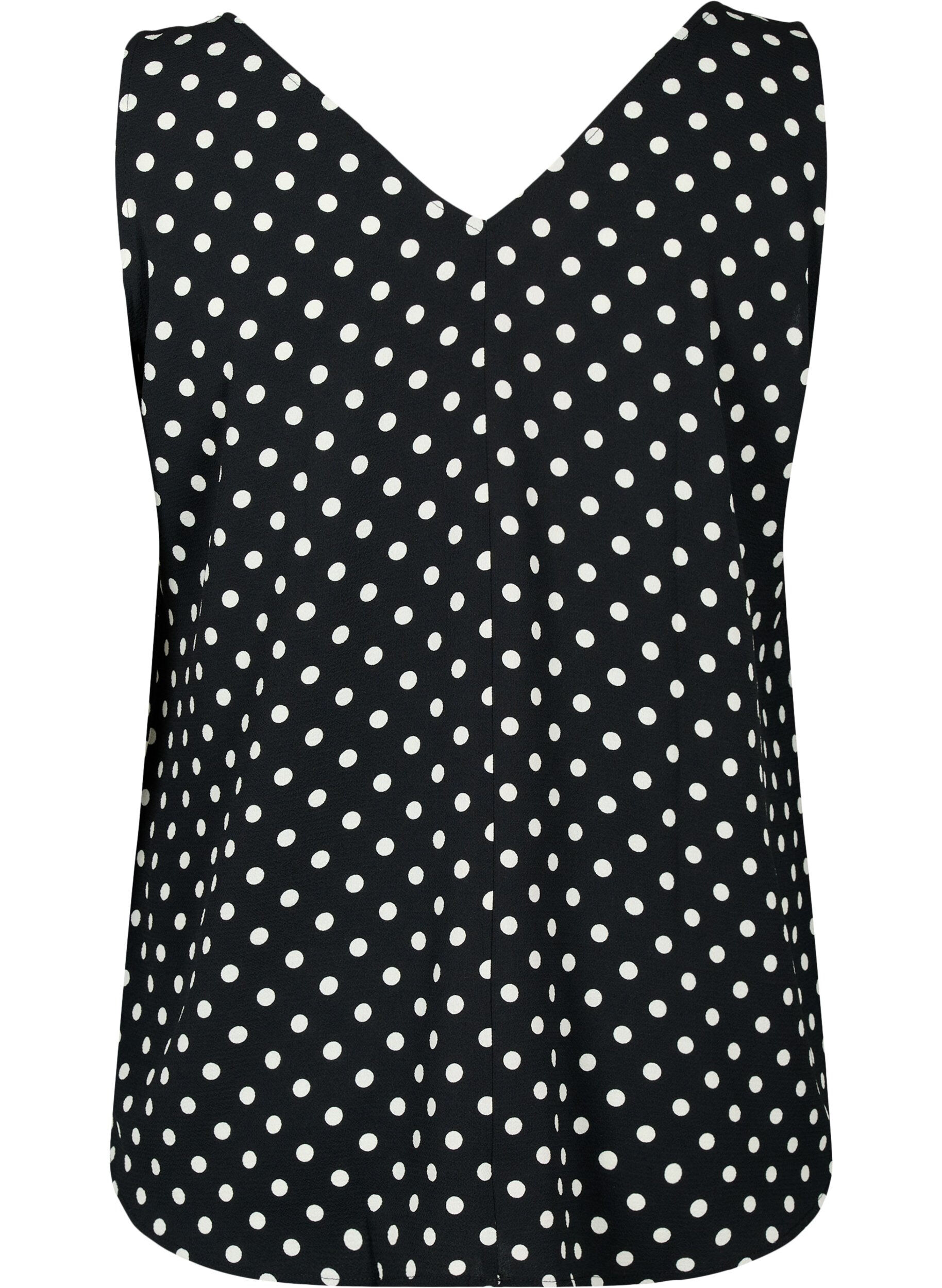 Zizzi Printet top med v-hals , Black Dot, Packshot image number 1