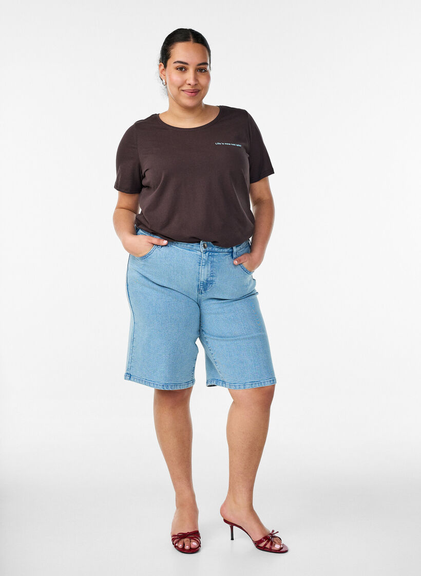 T-shirt med motiv, Brun, Model image number 1