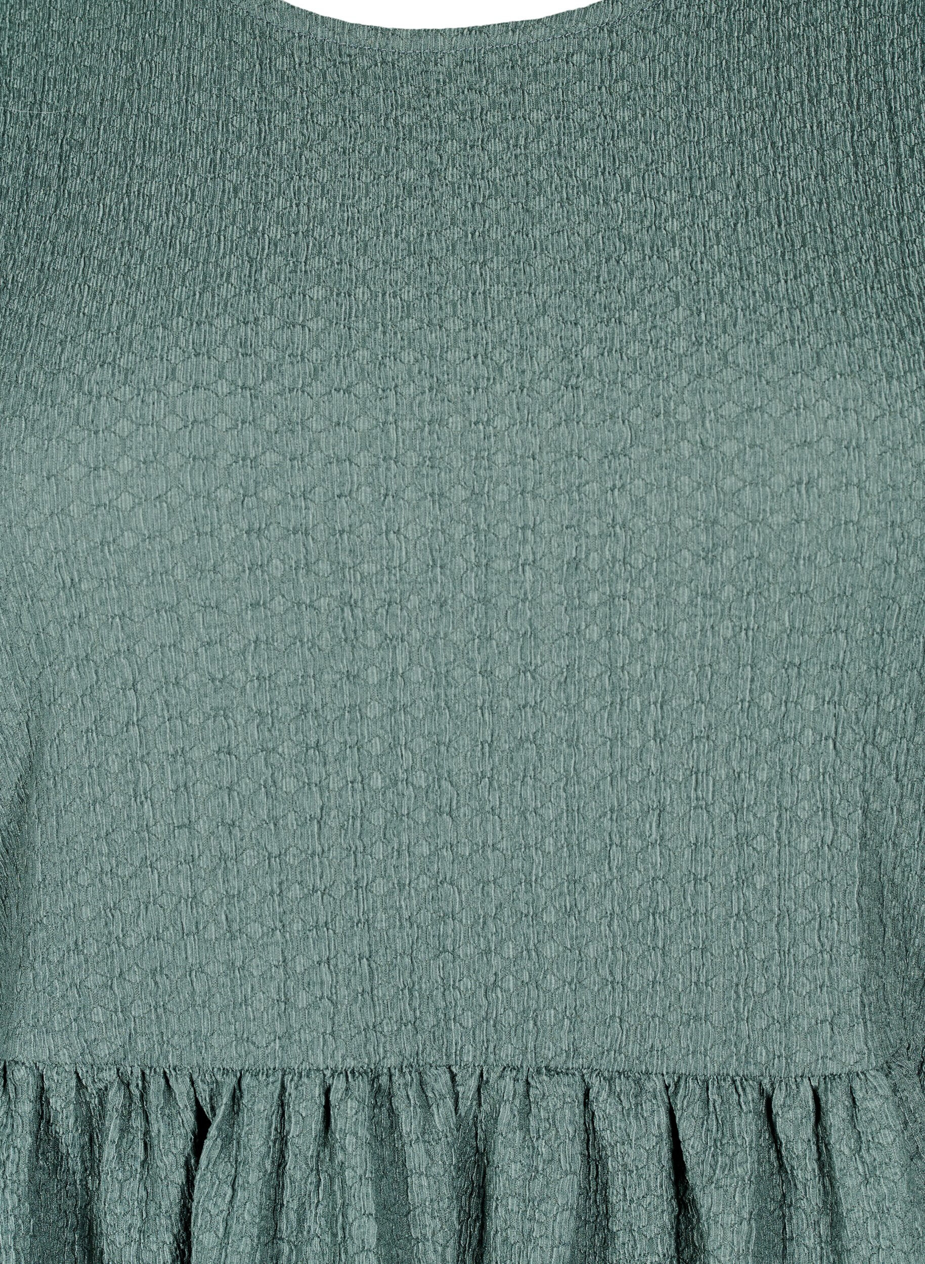 Zizzi FLASH - Kort kjole med struktur og 3/4 &aelig;rmer, Balsam Green, Packshot image number 2