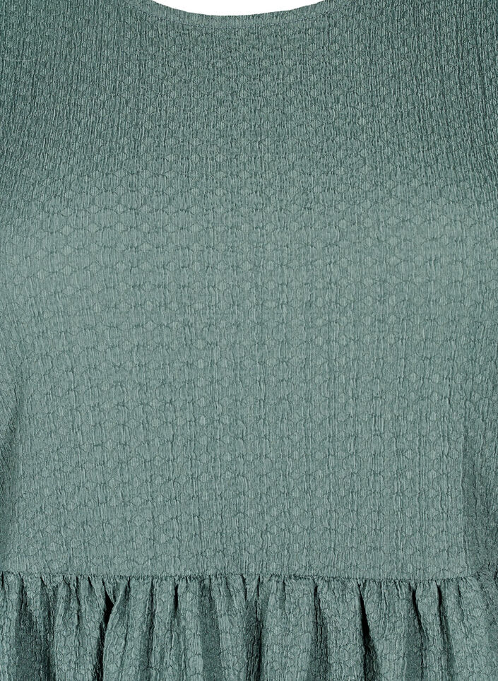 FLASH - Kort kjole med struktur og 3/4 ærmer, Balsam Green, Packshot image number 2