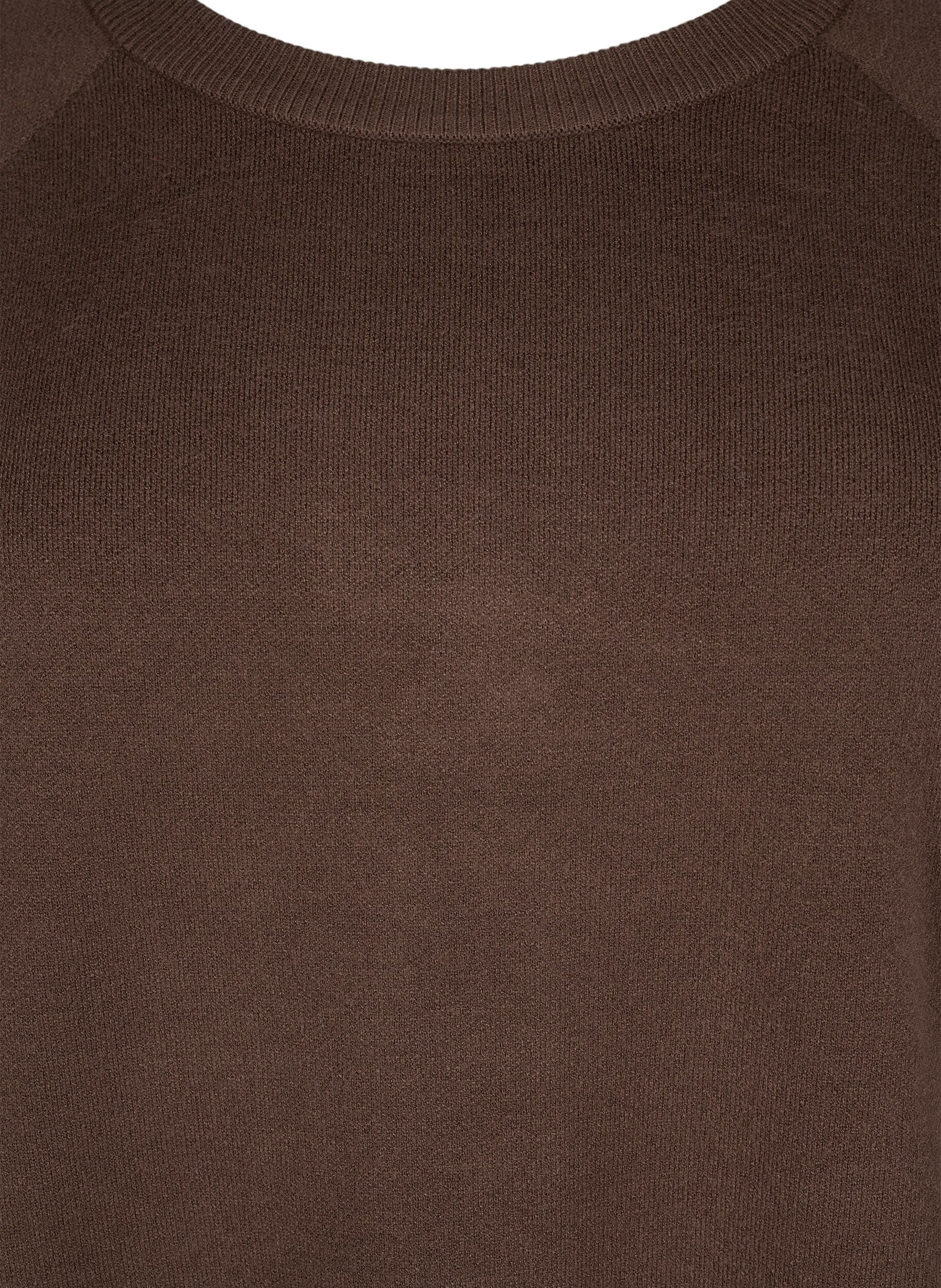 Zizzi Strikkjole med rund hals og slids, Brun, Packshot image number 2