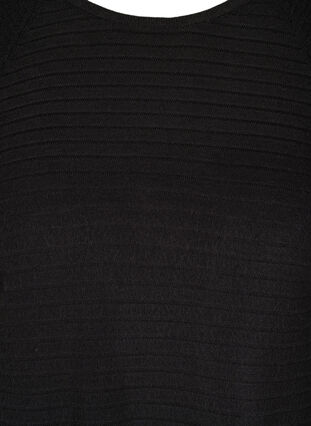 Strikbluse med struktur og rund hals, Black, Packshot image number 2
