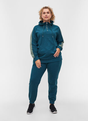 Sweatshirt med lynlås og hætte, Deep Teal, Model image number 2