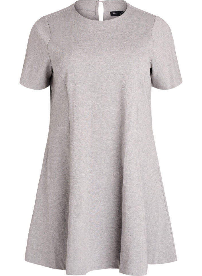Kort jerseykjole med A-facon, Gr&aring;, Packshot image number 0