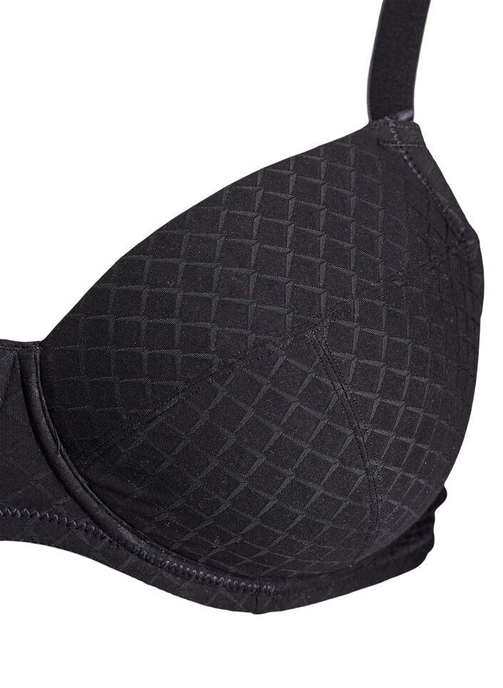 Vatteret microfiber bh med ternet m&oslash;nster, Sort, Packshot image number 2