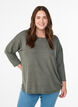 Jerseybluse med 3/4 &aelig;rmer, Gr&oslash;n, Model image number 0