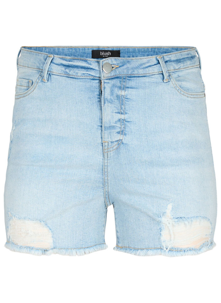 Denimshorts med sliddetaljer, Light Blue Denim, Packshot image number 0
