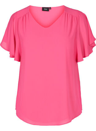 Bluse med korte ærmer, Fandango Pink, Packshot image number 0